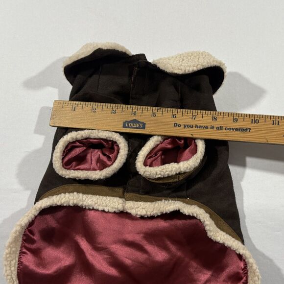 Woolrich Pet Dog Vest Jacket Coat Brown Outdoor Faux Sherpa Fleece Poly Sz M - Picture 5 of 8